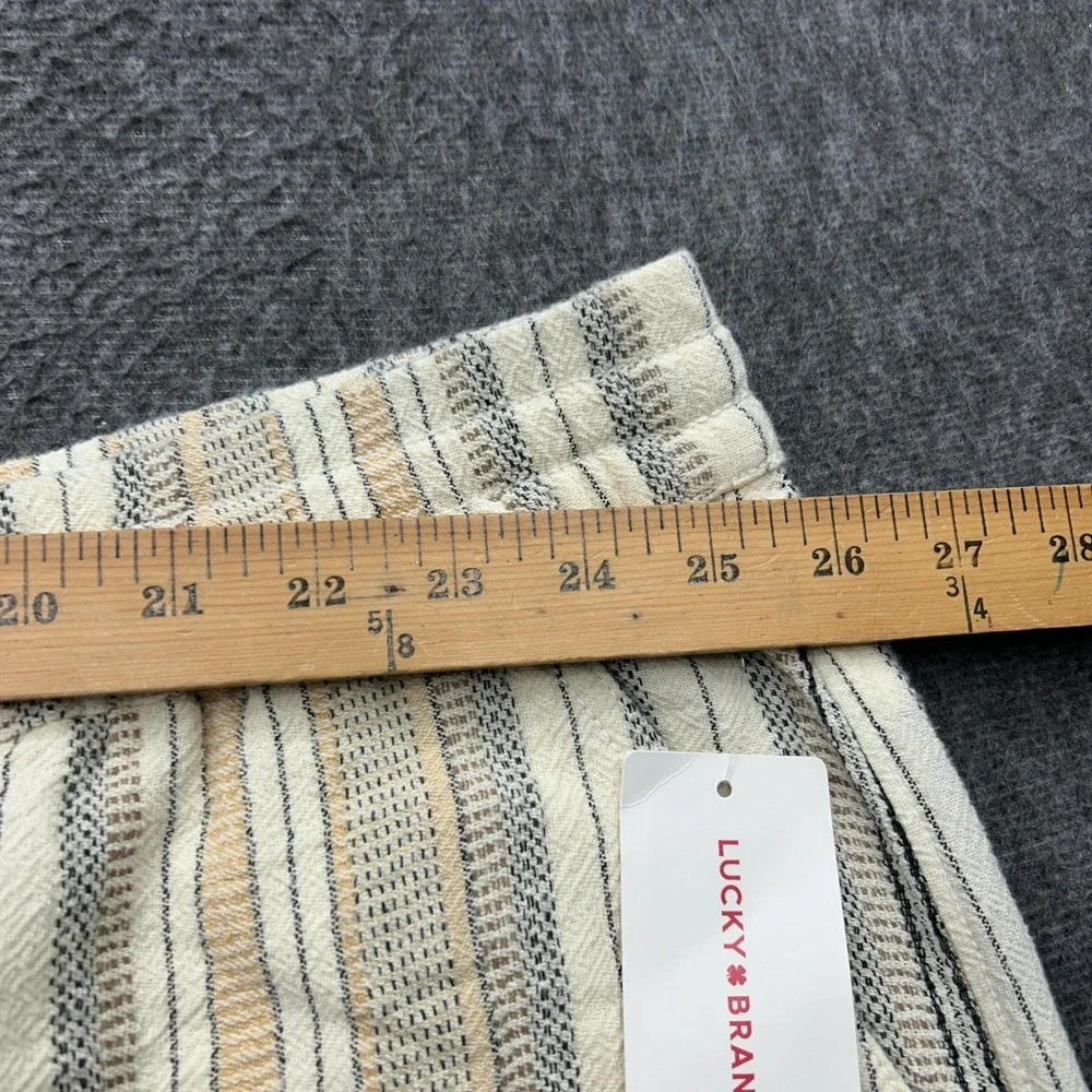 Lucky Brand Shorts Mens 4XL Cream Striped Cotton Drawstring New Boho‎ Resort